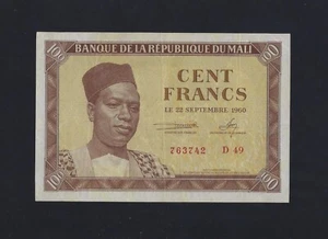 MALI 100 Francs 1960 P-2 XF++ - Picture 1 of 2