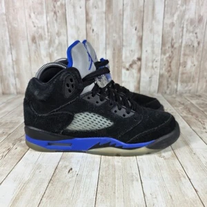 Jordan 5 Retro Stealth 2021 Black Blue Suede Sneakers 440888-004 Size 5.5Y - Picture 1 of 8