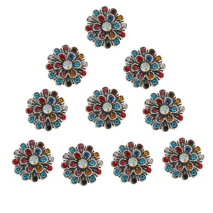 10pcs Flowers Alloy Charm Chunk Snap Buttons Fit 18mm Drill Snaps Jewelry DIY - Picture 1 of 2