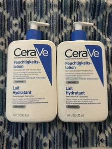2 Bottles Of CeraVe Moisturising Lotion German Print! NEW! - Picture 1 of 1