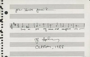 John ADAMS: "Harmonium - 1. Negative Love" - Autograph Musical Quotation Signed - Picture 1 of 1