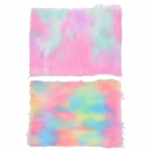 Rainbow Faux Fur Fabric Sheet Flocking Synthetic Clothing Bag Sewing DIY Craft - Picture 1 of 7
