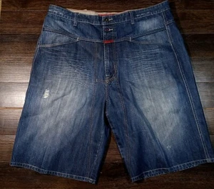Vtg Marithe Francois Girbaud Men Denim Jean Shorts Sz 38X16 Double Button 90 Y2K - Picture 1 of 3