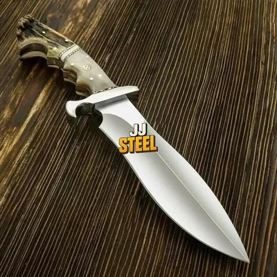 Custom Handmade Carbon Steel Survival Hunting Camping Combat Bowie Knife Stag - Image 1 of 4