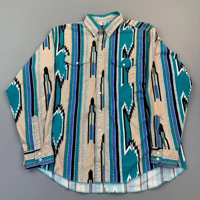Vintage Wrangler Shirt Mens 17.5 XL Southwestern Aztec Cowboy Cut USA Made - Image 1 of 4