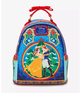 Mini Mochila Bolso Loungefly Disney La Bella y la Bestia Vidrieras Nuevo - Imagen 1 de 4
