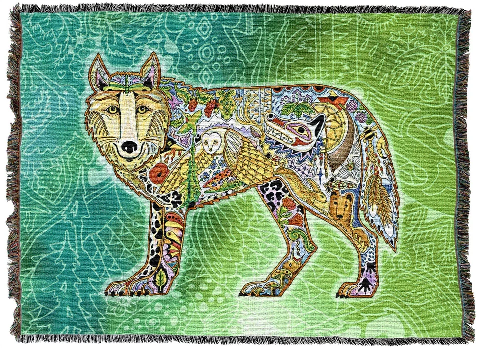 Одеяло Wolf Standing Animal Spirits Totem Sue Coccia плед сделано в США 54x72 - Изображение 1 из 1