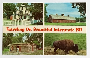 Interstate 80 Buffalo Bills Home Scouts Rest Ranch Nebraska NE Postkarte 1965 - Bild 1 von 2