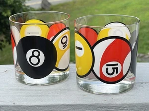 Paar Mid Century Modern Billard Pool Bar Rocks Whisky Gläser Retro Vintage - Bild 1 von 10