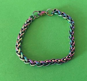 Rainbow Shades Metal 7.5” Long Chain 1/4” Wide Bracelet - Picture 1 of 3
