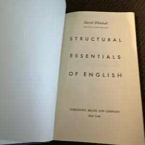Vintage 1956 Structural Essentials of English Harold Whitehall HC - Picture 1 of 7