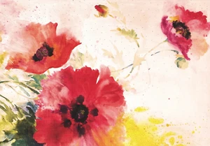 14 ct. Watercolor Poppies Note Cards - Bild 1 von 2