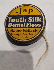 Antique B&B Bauer & Black Jap Tooth Silk Dental Floss Tin Pat. Date Jan. 2, 1906 - Picture 1 of 4