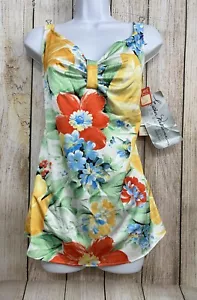 NWT Vintage Esther Williams Swimsuit ILGWU Floral Pinup Sz 16 One Piece Sheath - Picture 1 of 10