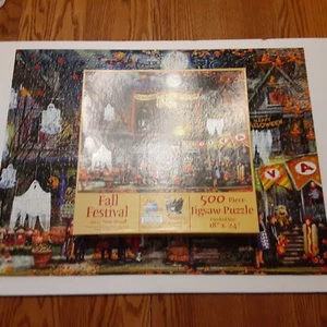 Suns Out Fall Festival Jigsaw Puzzle 500 Piece-Art by Tom Wood COMPLETE - Picture 1 of 12