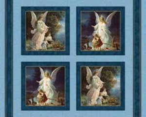 Guardian Angel Pillow Panel Cotton Fabric - Picture 1 of 2
