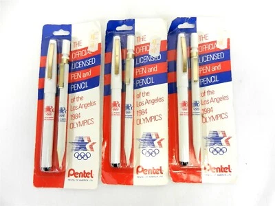 3 juegos de bolígrafos y lápices Pentel Los Angeles 1984 Juegos Olímpicos EE. UU./Japón ~NOS~ S47 Foto 1 de 4