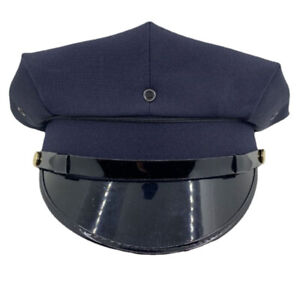 Men Security Guard Hat Octagonal Flat Top Cap Captain Visor Cap Navy Blue