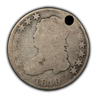 Cuarto de plata busto tapado 1819 25c - moneda resistente - SKU-Y5861 Foto 1 de 4