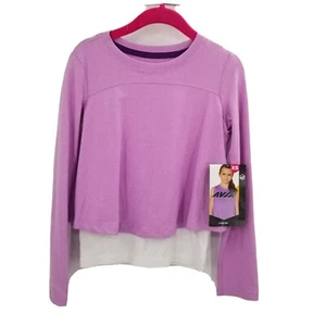 Avia athletic top youth girls size 4 5 purple layered long sleeve new gym crew - Picture 1 of 9