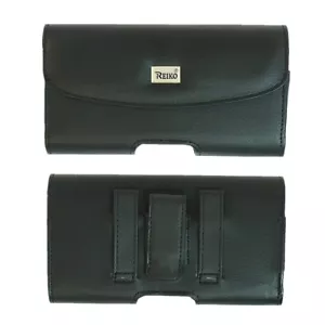 REIKO Horizontal Leather Case Pouch Clip Belt Loops Side Holster for Cell Phones - Picture 1 of 2