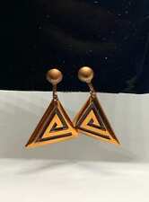Vintage copper triangle screw back dangle earrings