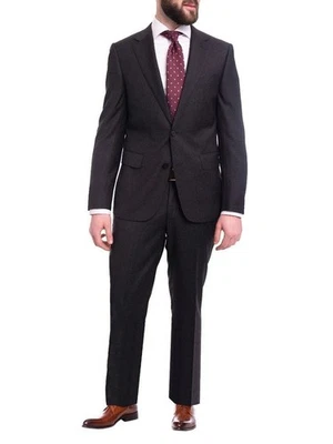 Napoli Modern Fit Solid Charcoal Gray Half Canvassed Wool Cashmere Blend Suit - Image 1 of 4