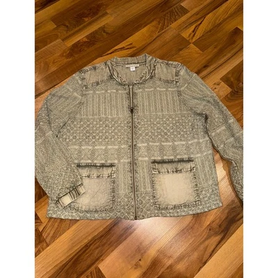 Coldwater Creek Embroidered Jacket Bohemian Pockets Cotton Blend Size M prep - Image 1 of 4