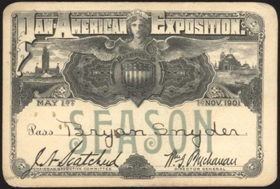 Pan American Exposition Buffalo 1901 Season Ticket Signed Buchanan 114801 - Image 1 of 2