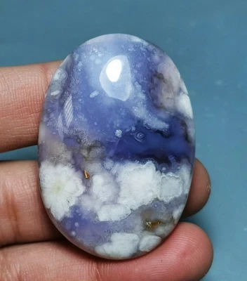 Flor de copo de nieve azul natural ágata cristal palma Reiki piedra curación Foto 1 de 4