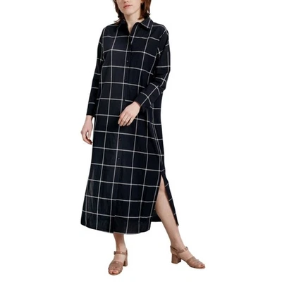 Donna Karan Sleepwear Black White Plaid Long Sleeve Maxi Shirt Dress L - Image 1 of 4