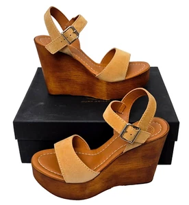 Preciosas cuñas con tiras de gamuza tostada romana KURT GEIGER para mujer EU 39 UK 6 precio de venta sugerido por el fabricante 119 GBP - Imagen 1 de 7