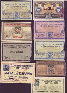 Lot Of 9 Tickets For The International Exhibition Of Barcelona 1929 - Picture 1 of 1