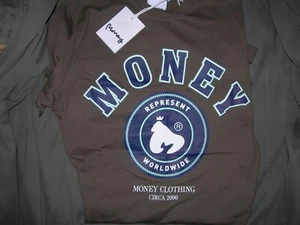 MENS MONEY T SHIRT. SIZE MEDIUM. BROWN / TEAL / WHITE. SHORT SLEEVES. NEW. - Picture 1 of 2