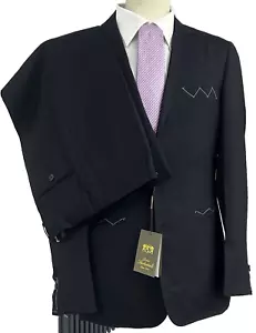 Traje Hombre Negro Fresco Lana Made IN Italy 46 48 50 52 54 56 58 60 Dr 6 Boda - Imagen 1 de 11