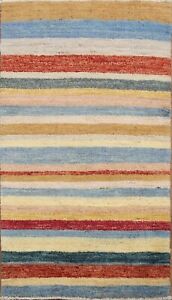 NEW Gabbeh Striped Modern Area Rug Wool Hand-knotted Oriental Foyer Carpet 2x4
