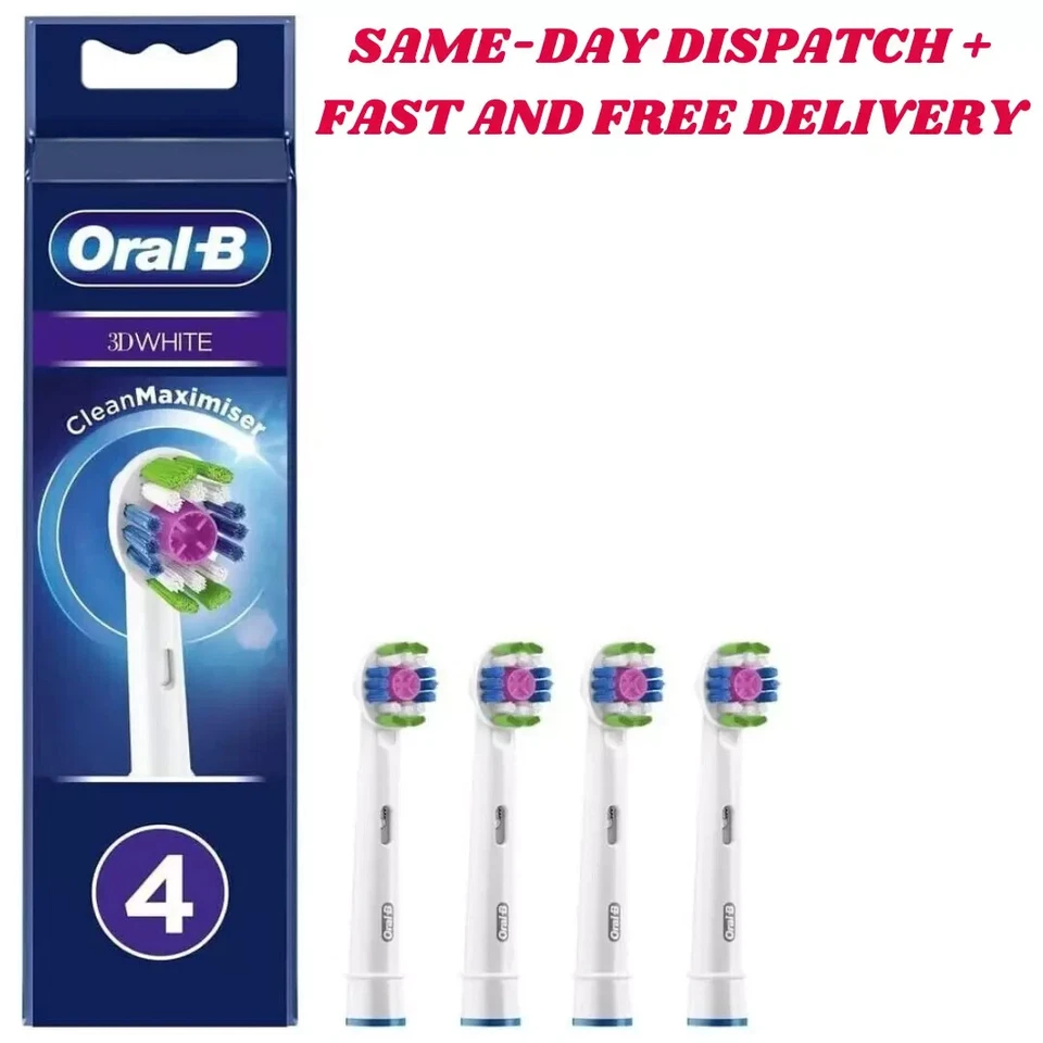 BRAUN ORAL-B 3D WHITE ELECTRIC TOOTHBRUSH REPLACEMENT BRUSH HEADS WHITE 1-4 HEAD