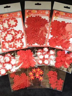 168 Flowers flower Lot assortment Red petals Handmade Mulberry Paper cards 17