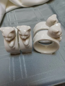 4er Set cremeweiß Crowning Touch Porzellan Katze Serviettenringe EG - Bild 1 von 6