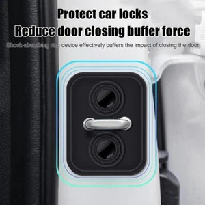 2/4 Pcs Car Door Lock Buckle Protective Cover Shock Cushion Silico Absorber X3G9 - Picture 1 of 18