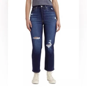 Pantalones de mezclilla Levi’s Ribcage tobillo recto desgastados botones mosca para mujer talla 29 nuevos con etiquetas - Imagen 1 de 18