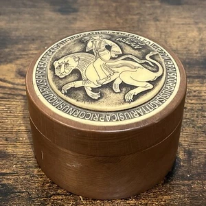 Vintage Wooden Trinket Box With Leo Zodiac Sign On It Made in Turkey Collectible - Picture 1 of 9