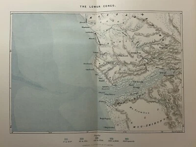 Mapa antigo original do Baixo Congo de 1888 - Imagem 1 de 3