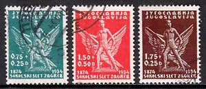 YUGOSLAVIA — SCOTT B43-B45 — 1934 SOKOLS OF ZAGREB SET — USED — SCV $24 - Picture 1 of 2