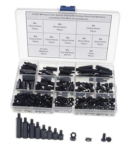 M4 Nylon Hex Spacer Standoffs Screws Nuts Flat Washers 290PCS/M4(Black) - Picture 1 of 13