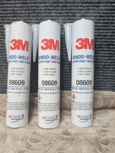 3M Windo-Weld Super Fast Glass Urethane Windshield Adhesive Sealer 08609 3 Cans - Picture 1 of 8