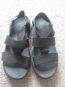 SKECHERS ARCH FIT BLACK STRAPPY SANDALS UK 5 EU 38 ELASTIC STRAPS HARDLY WORN - Picture 1 of 7