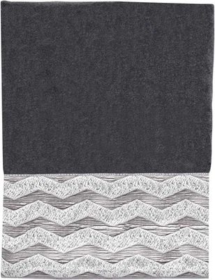 Toalla de baño Avanti Galaxy Chevron de algodón con bordes - 27" x 50" - negra suave Foto 1 de 4