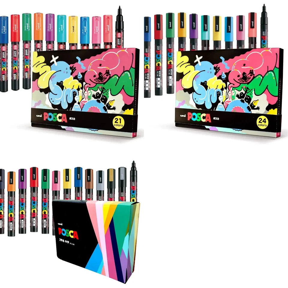 Juego de rotuladores a base de agua Mitsubishi Uni POSCA PC-1M/3M/5M hechos en Japón Foto 1 de 1