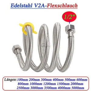BSP 1/2" Edelstahl V2A Panzerschlauch Flexschlauch DN13 Metallschlauch Sanitär - Picture 1 of 8